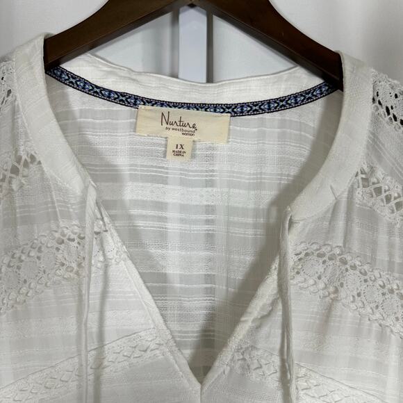 Nurture by Westbound White V-neck Tiered Maxi Dress Flutter‎ Sleeves 1X - Picture 2 of 9